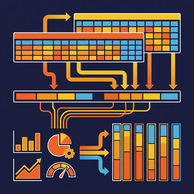 Analytics model with wide tables, pre-aggregations, and columnar storage feeding dashboards