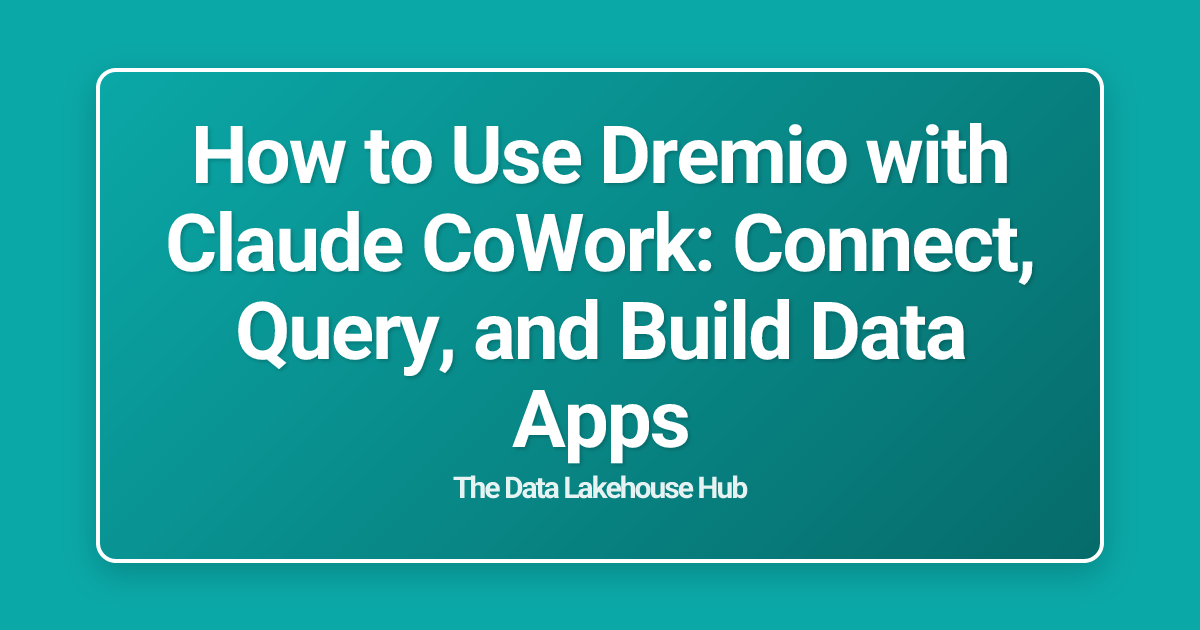 How to Use Dremio with Claude CoWork: Connect, Query, and Build Data Apps